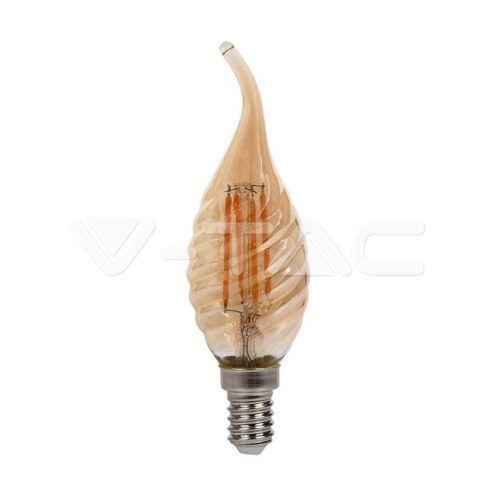 LED Крушка - 4W Filament E14 Кендъл Амбър Спирала Плам 2200K - изглед 1