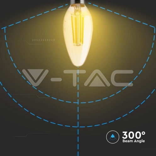 LED Крушка - 4W Filament E14 Кендъл Амбър 4000K - изглед 3