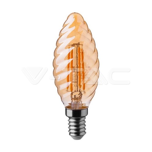 LED Крушка - 4W Filament E14 Кендъл Амбър Спирала 2200K - изглед 1