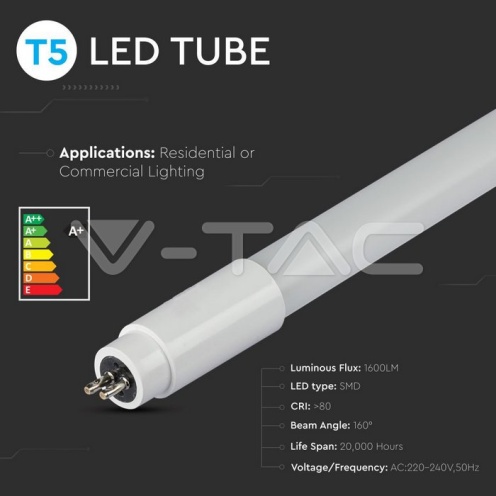 LED Пура T5 16W - 120 см 4000K - изглед 3