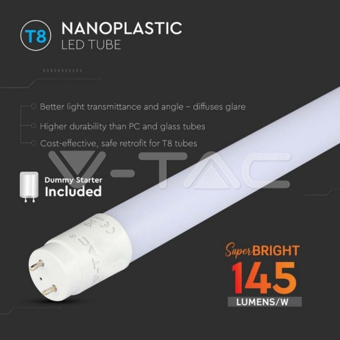 LED Пура Т8 12W - 120 см Nano Пластик 3000K 160LM/WATT - изглед 3 - rZ commerce LED Пура Т8 12W - 120 см Nano Пластик 3000K 160LM/WATT - изглед 3