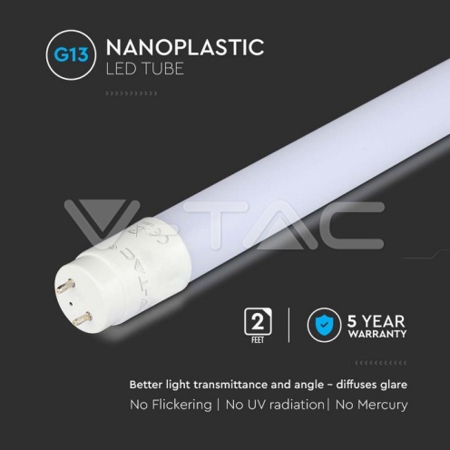 LED Пура SAMSUNG ЧИП - 60см 9W G13 Нано Пластик 6400К - изглед 3