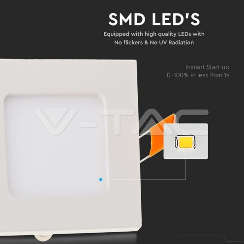 6W LED Premium Панел - Квадрат 3000K - изглед 2 - rZ commerce 6W LED Premium Панел - Квадрат 3000K - изглед 2