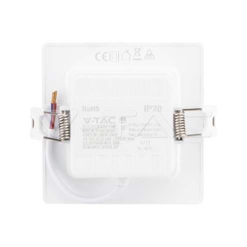 3W LED SAMSUNG Чип Backlit Панел Вграждане Квадрат 3000K - изглед 10
