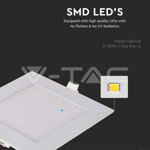 12W LED Premium Панел - Квадрат 3000K - изглед 2
