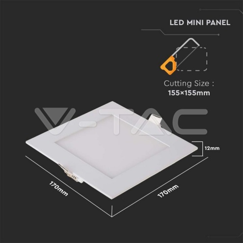 12W LED Premium Панел - Квадрат 3000K - изглед 5