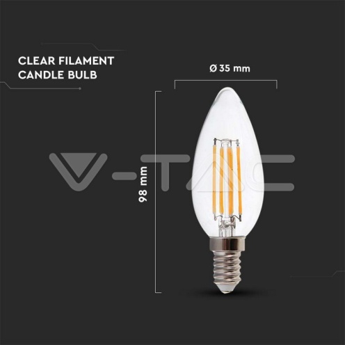 LED Крушка 5.5W Filament E14 Димиращ Кендъл 4000К - изглед 4