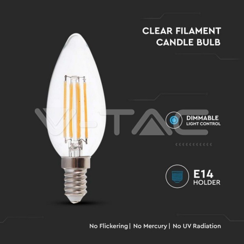 LED Крушка 5.5W Filament E14 Димиращ Кендъл 4000К - изглед 2