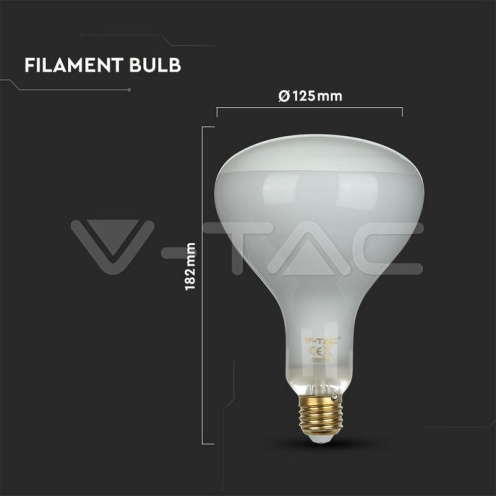 LED Крушка - 8W Filament E27 R125 Димиращ 4000K - изглед 4