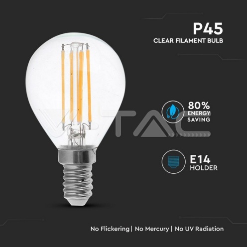 LED Крушка - 4W Filament E14 P45 6000K - изглед 2 - rZ commerce LED Крушка - 4W Filament E14 P45 6000K - изглед 2