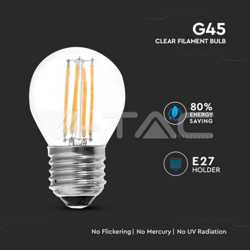 LED Крушка - 4W Filament E27 G45 4500К - изглед 2 - rZ commerce LED Крушка - 4W Filament E27 G45 4500К - изглед 2