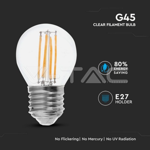 LED Крушка - 6W Filament E27 G45 6400К 130LM/W - изглед 2