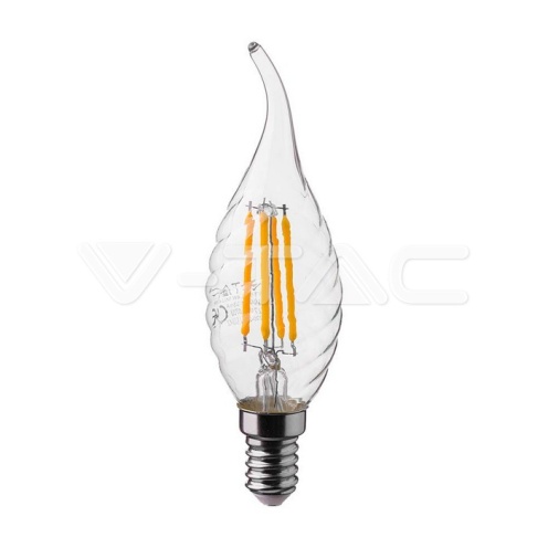 LED Крушка - 4W Filament E14 Кендъл Спирала Пламък 6400K 400Lm - изглед 1