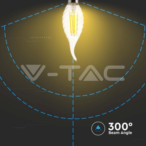 LED Крушка - 4W Filament E14 Кендъл Спирала Пламък 6400K 400Lm - изглед 3