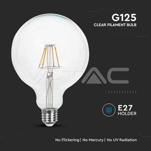 LED Крушка - 10W Filament E27 G125 6400K 1055Lm - изглед 2
