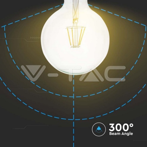 LED Крушка - 10W Filament E27 G125 6400K 1055Lm - изглед 3
