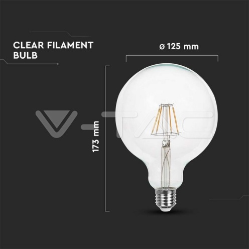 LED Крушка - 10W Filament E27 G125 4000K 1055Lm - изглед 4