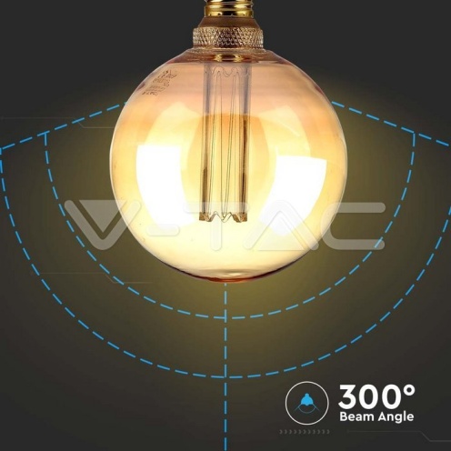 LED Крушка - 4W Filament E27 G125 Амбър ART 1800К - изглед 3