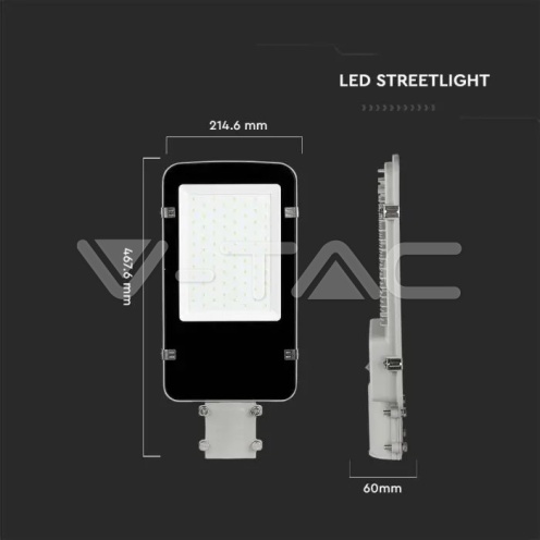 LED Улична Лампа SAMSUNG ЧИП - 50W Сиво Тяло A++ 6500K 5000lm. - изглед 10