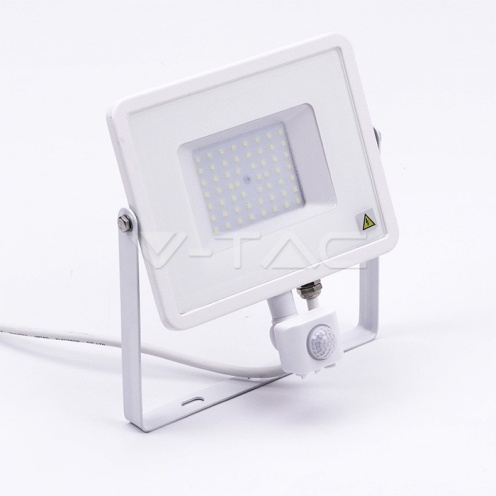 50W LED Прожектор Със Сензор SAMSUNG ЧИП Бяло Тяло 6400К - изглед 2