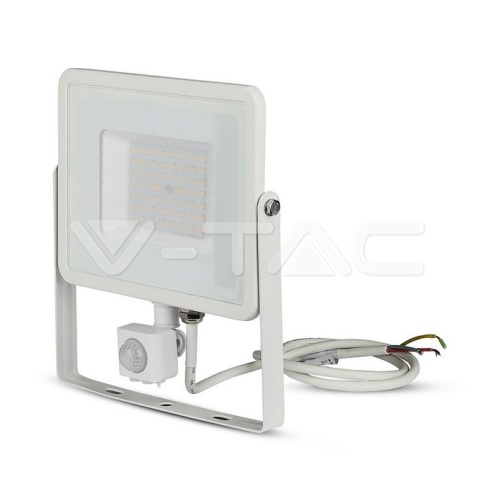 50W LED Прожектор Със Сензор SAMSUNG ЧИП Бяло Тяло 3000К - изглед 8