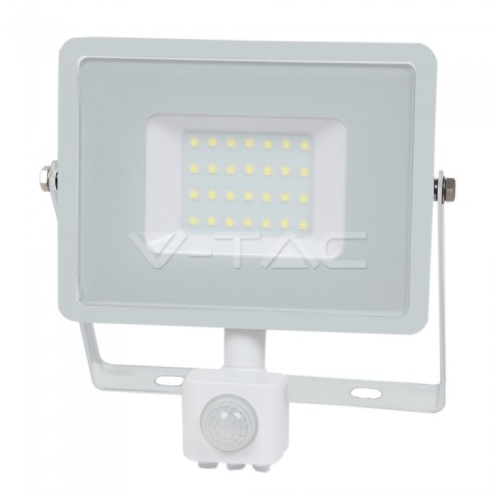 30W LED Прожектор Със Сензор SAMSUNG ЧИП Бяло Тяло 3000К - изглед 1