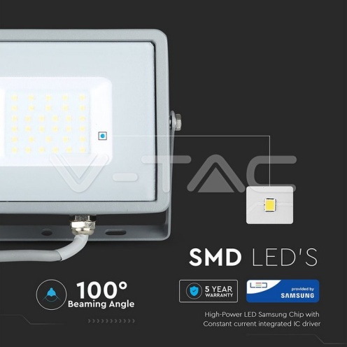 30W LED Прожектор SAMSUNG Чип SMD сиви тяло 3000K 2400Lm - изглед 12 - rZ commerce 30W LED Прожектор SAMSUNG Чип SMD сиви тяло 3000K 2400Lm - изглед 12