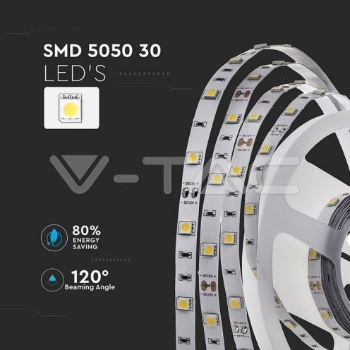 LED Лента SMD5050 - 30/1 Топло Бяла Невлагозащитена - изглед 3