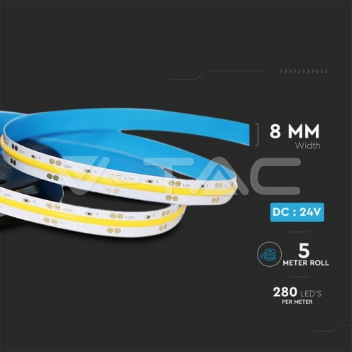 LED COB Лента 24V IP20 6000K 280 Leds 10W/m_new - изглед 5
