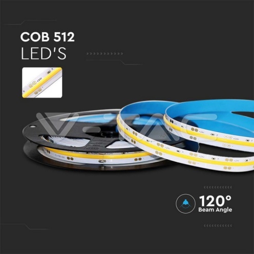 LED COB Лента 24V IP20 3000K 512 Leds 12W/m_new - изглед 2