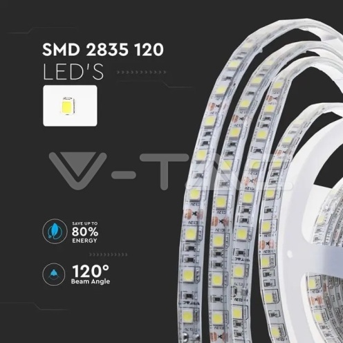 LED Лента SMD2835 - 120/1 24V IP65 3000K Двойно PCB 10М Ролка - изглед 5
