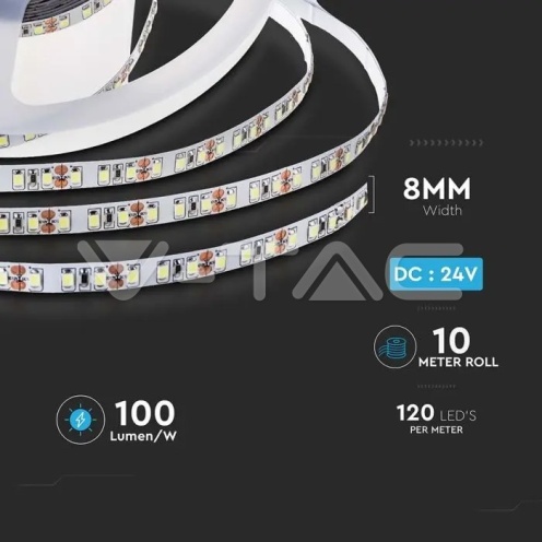 LED Лента SMD2835 - 120/1 24V IP20 3000K Двойно PCB 10М Ролка - изглед 11
