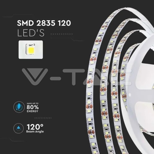 LED Лента SMD2835 - 120/1 24V IP20 3000K Двойно PCB 10М Ролка - изглед 6