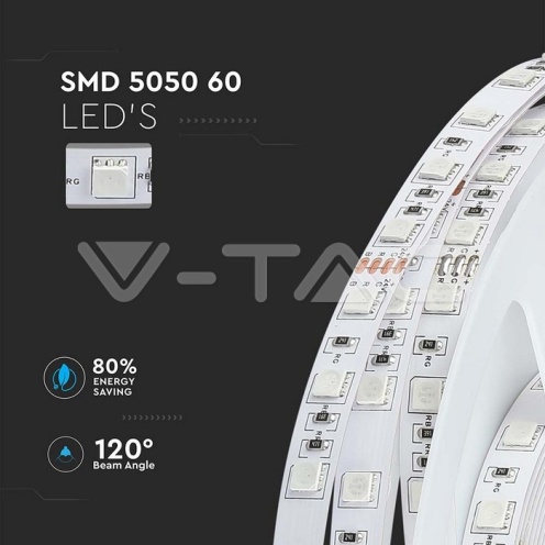 LED Лента SMD5050 - 60/1 24V RGB IP20 10M - изглед 6