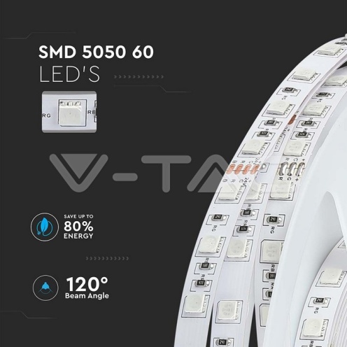 LED Лента SMD5050 - 60/1 24V RGB IP20 5M - изглед 6