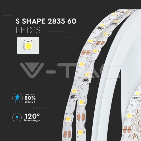 LED Лента 2835 - 60/1 12V IP20 3000K S Образна - изглед 6