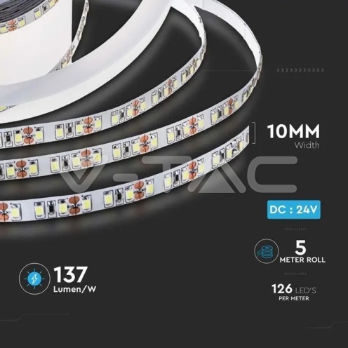 LED Лента SMD2835 - 126/1 24V IP20 6400K 137LM/W - изглед 6