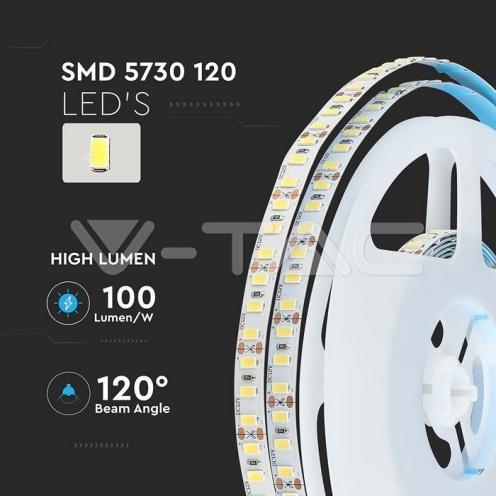 LED Лента SMD5730 - 120/1 High Lumen 4640К IP20 - изглед 6