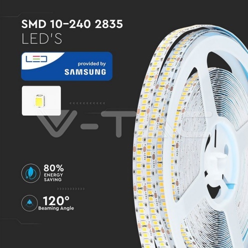 LED Лента SAMSUNG ЧИП 2835 240/1 24V IP20 6000K - изглед 7