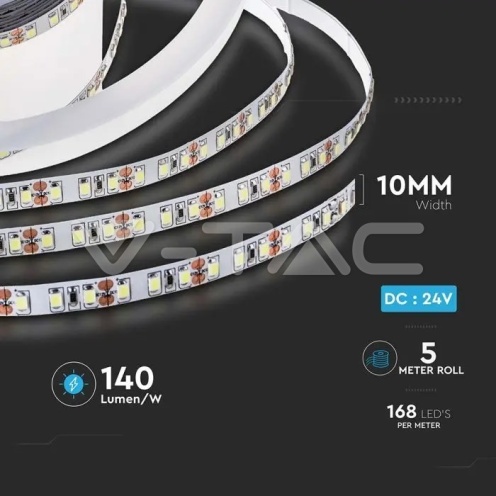 LED Лента SMD2835 - 168/1 24V IP20 6400K 140LM/W - изглед 6