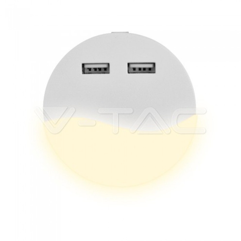LED Нощна Лампа За Контакт С USB Кръгла 3000K - изглед 4 - rZ commerce LED Нощна Лампа За Контакт С USB Кръгла 3000K - изглед 4