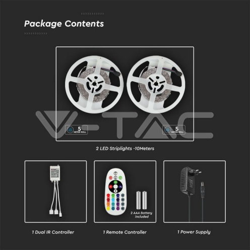 LED Strip RGB Set SMD5050 300LED 2x5M With Remote + Adaptor - изглед 13