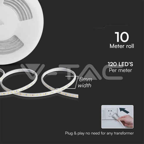 LED Лента Сет 10W 2835 121 Red 10м/Сет 220V - изглед 3