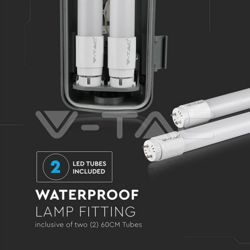 LED Влагозащитено тяло 60cm 2*10W 4000K - изглед 10