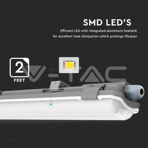 LED Влагозащитено тяло 120cm 1*18W 6400K - изглед 2