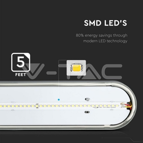 LED Влагозащитено тяло PC/PC 1500mm 48W 4500K - изглед 11