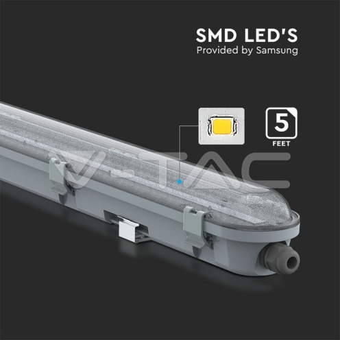 LED Влагозащитено Тяло M-Серия 1500мм 48W 4000K Прозрачно 120LM/W - изглед 2