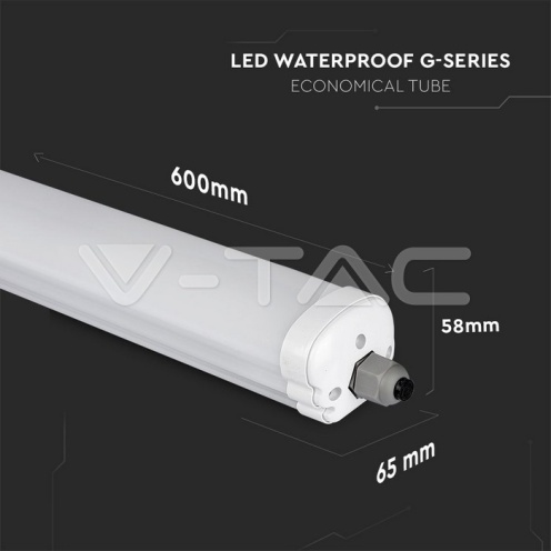 LED Влагозащитено тяло AL/PC G-Серия 600mm 18W 6000K - изглед 2