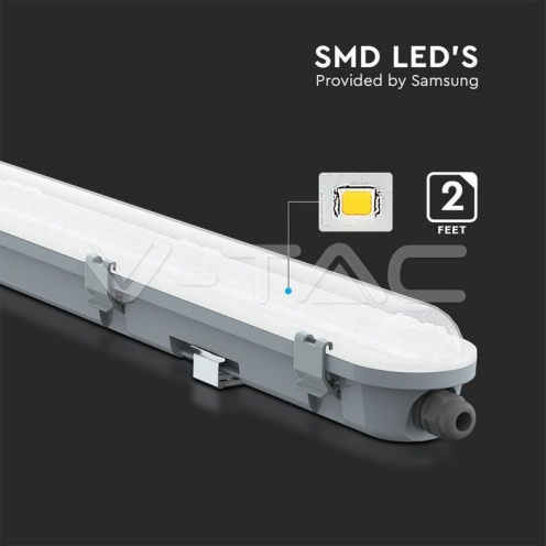 LED Влагозащитено Тяло M-Серия 600мм 18W 6400K Мат 120LM/W - изглед 2