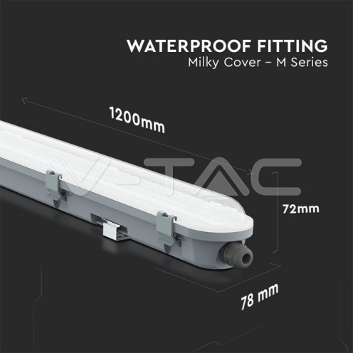 LED Влагозащитено Тяло M-Серия 1200мм 36W 6400K Mат 120LM/W - изглед 7